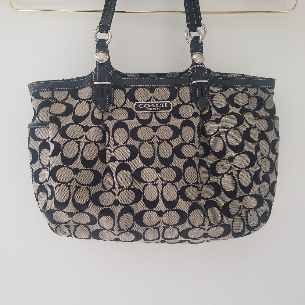 Large Signature Coach Logo Purse Tote